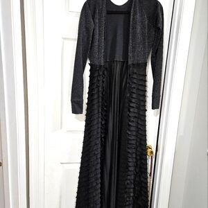 Black silver sparkle duster Abaya